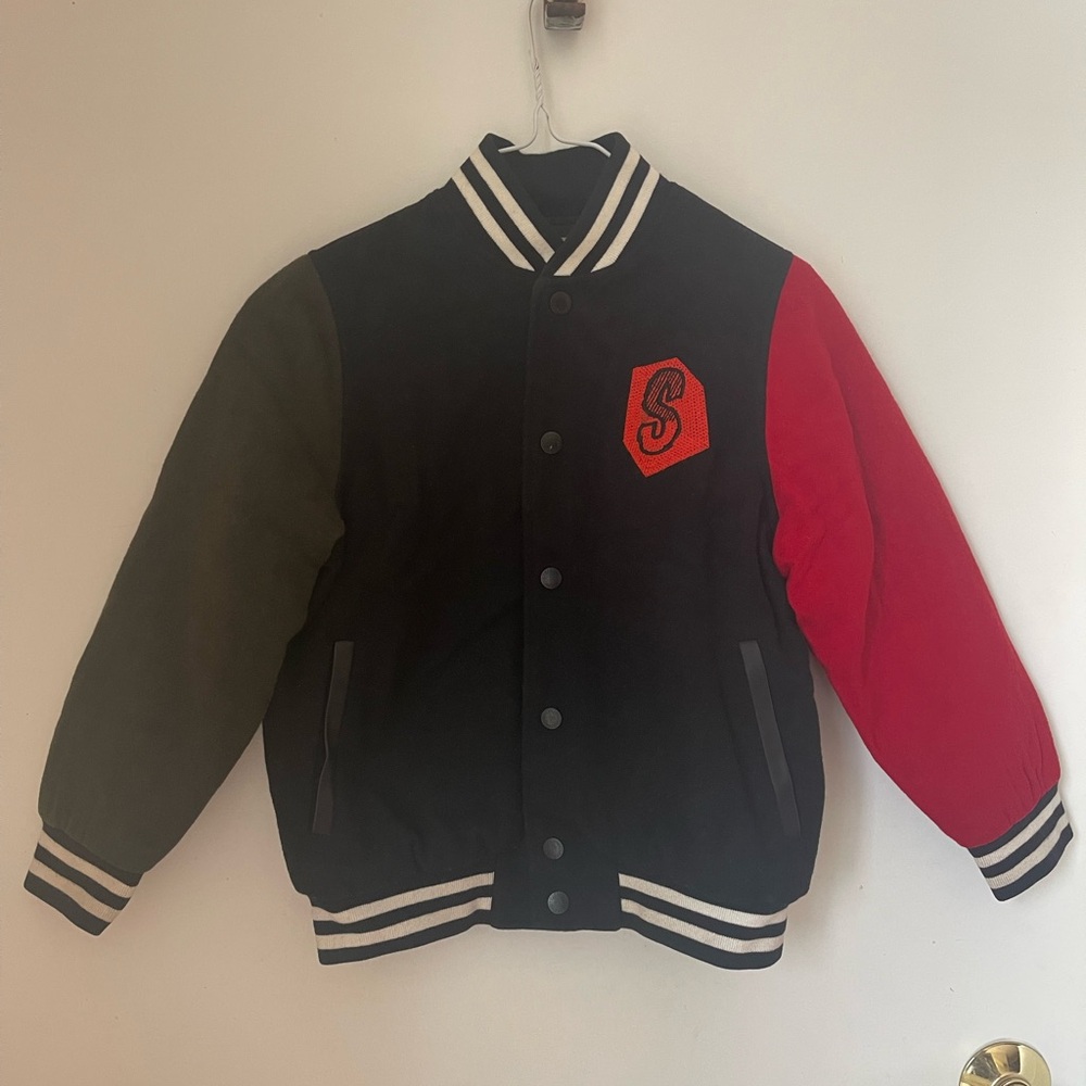 Stella McCartney Boys Have a Nice Day Wool Bomber Jacket. Size 8